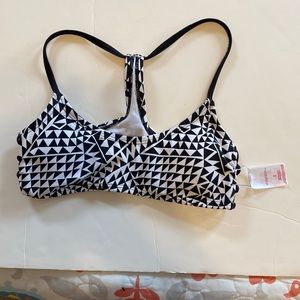 Black and White Patterned Swim Top